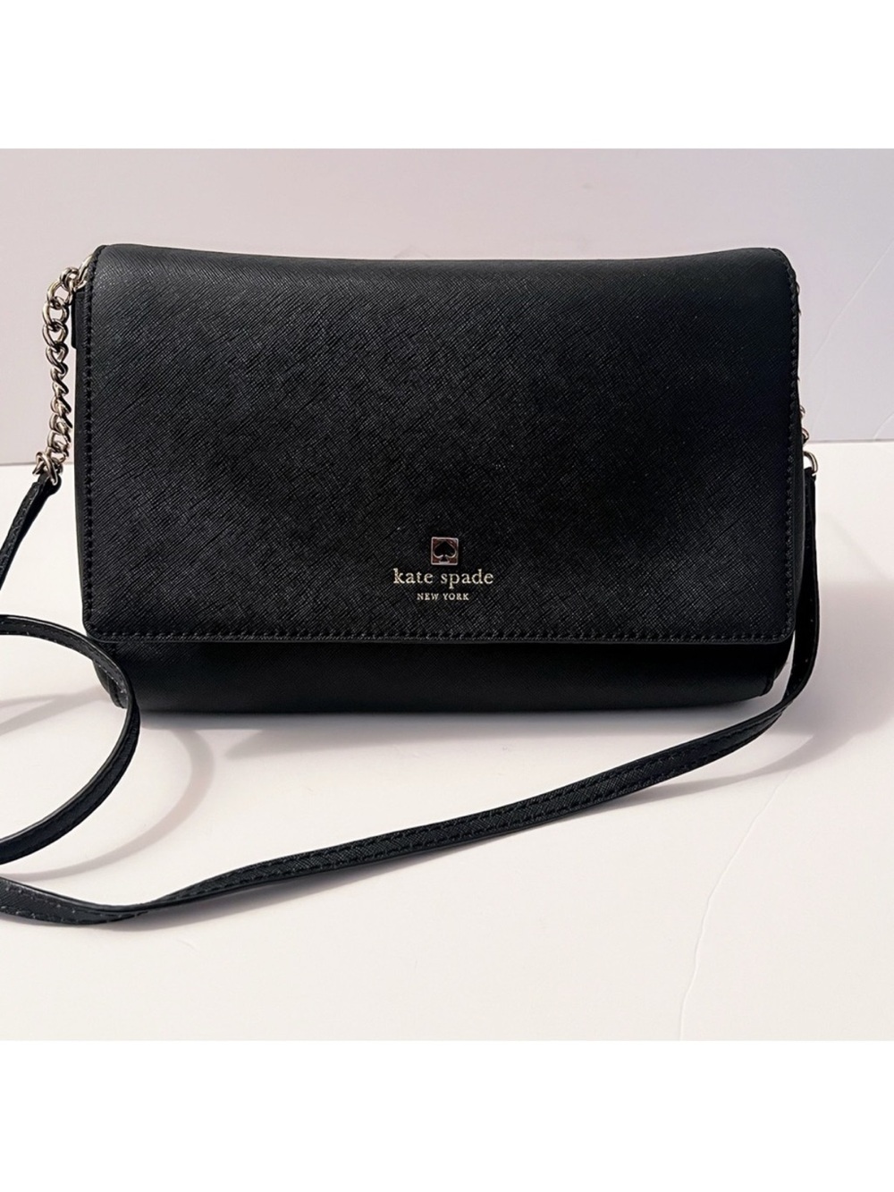 Kate Spade Cove Street Dody Black Saffiano Leather Crossbody Bag w/ Chain Strap